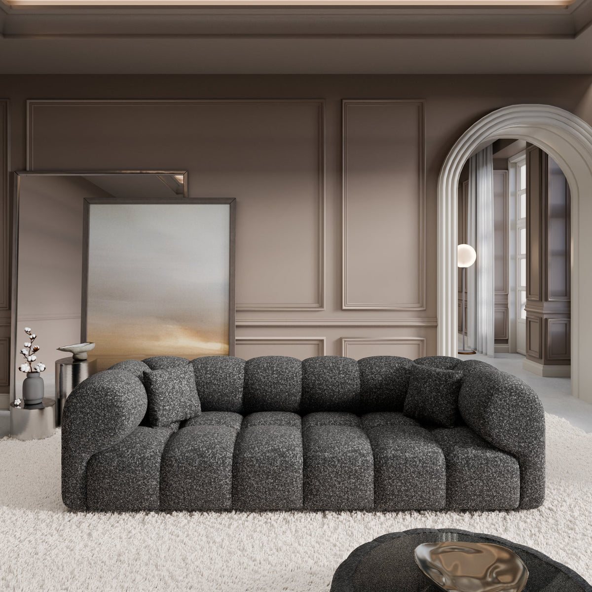 Sofa Claude 3 Seater - BOUCLE Graphite - Room View
