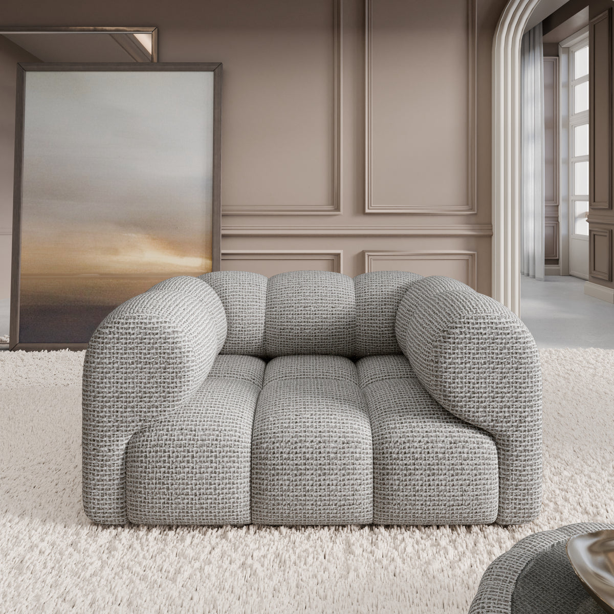 Sofa Claude 1 Seater - BOUCLE COCO Off Grey - Room View
