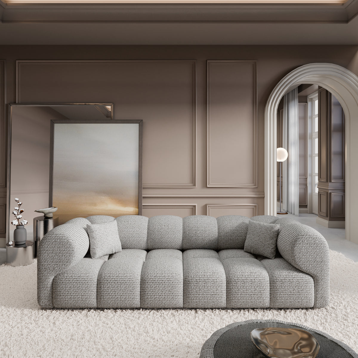 Sofa Claude 4 Seater - BOUCLE COCO Off Grey - Room View