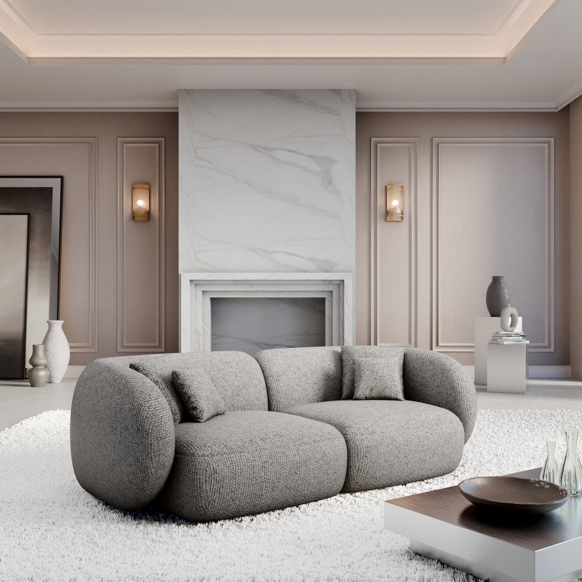 Sofa Mojave 2 Seater - BOUCLE COCO Off Grey - Room View