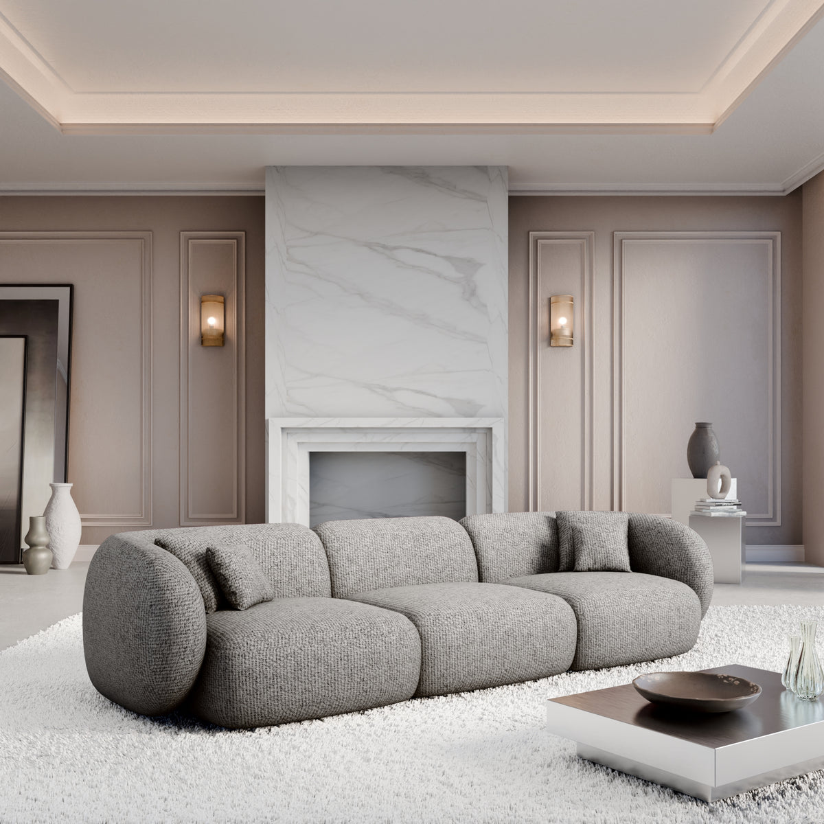 Sofa Mojave 4 Seater - BOUCLE COCO Off Grey - Room View