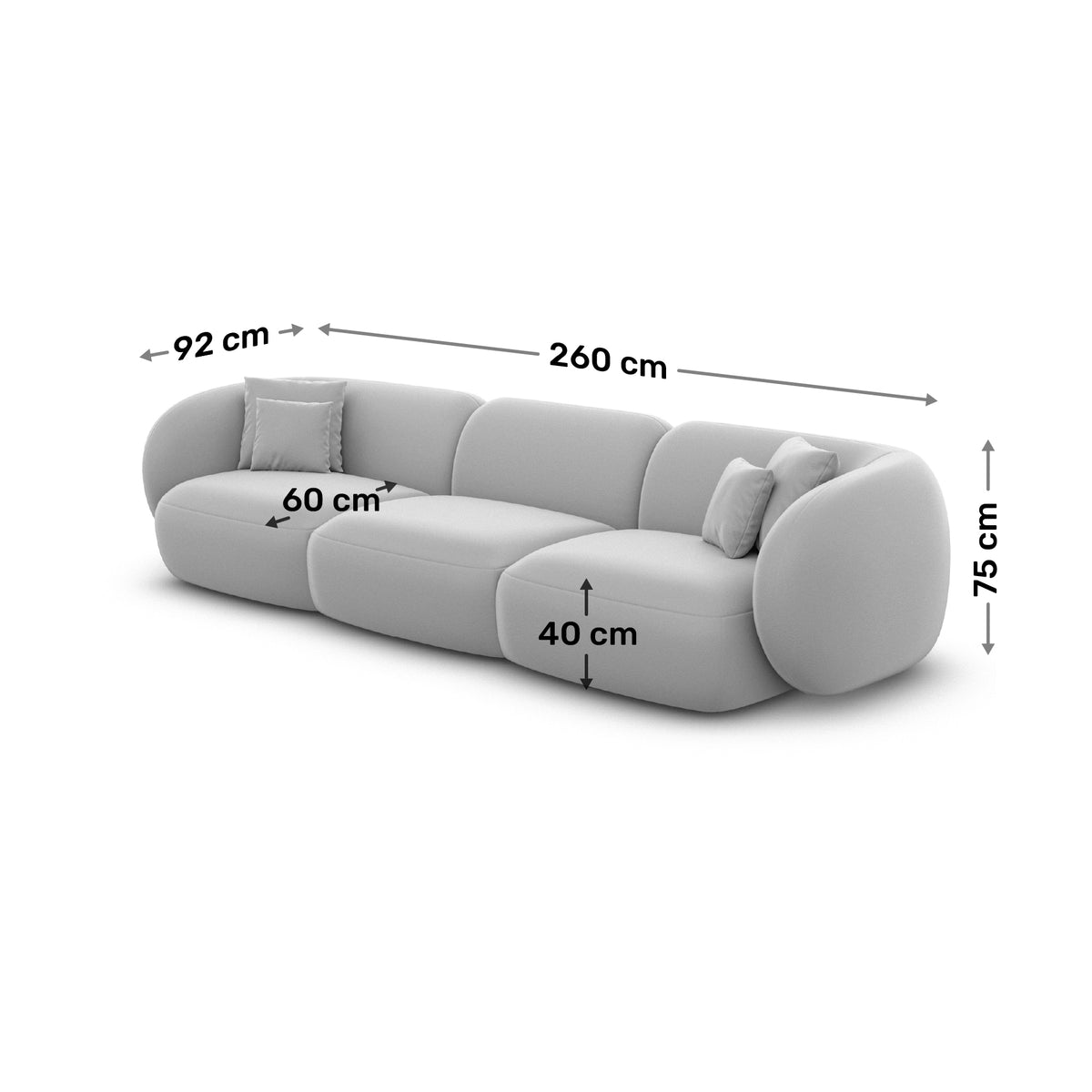 Sofa Mojave 4 Seater - Dimensions