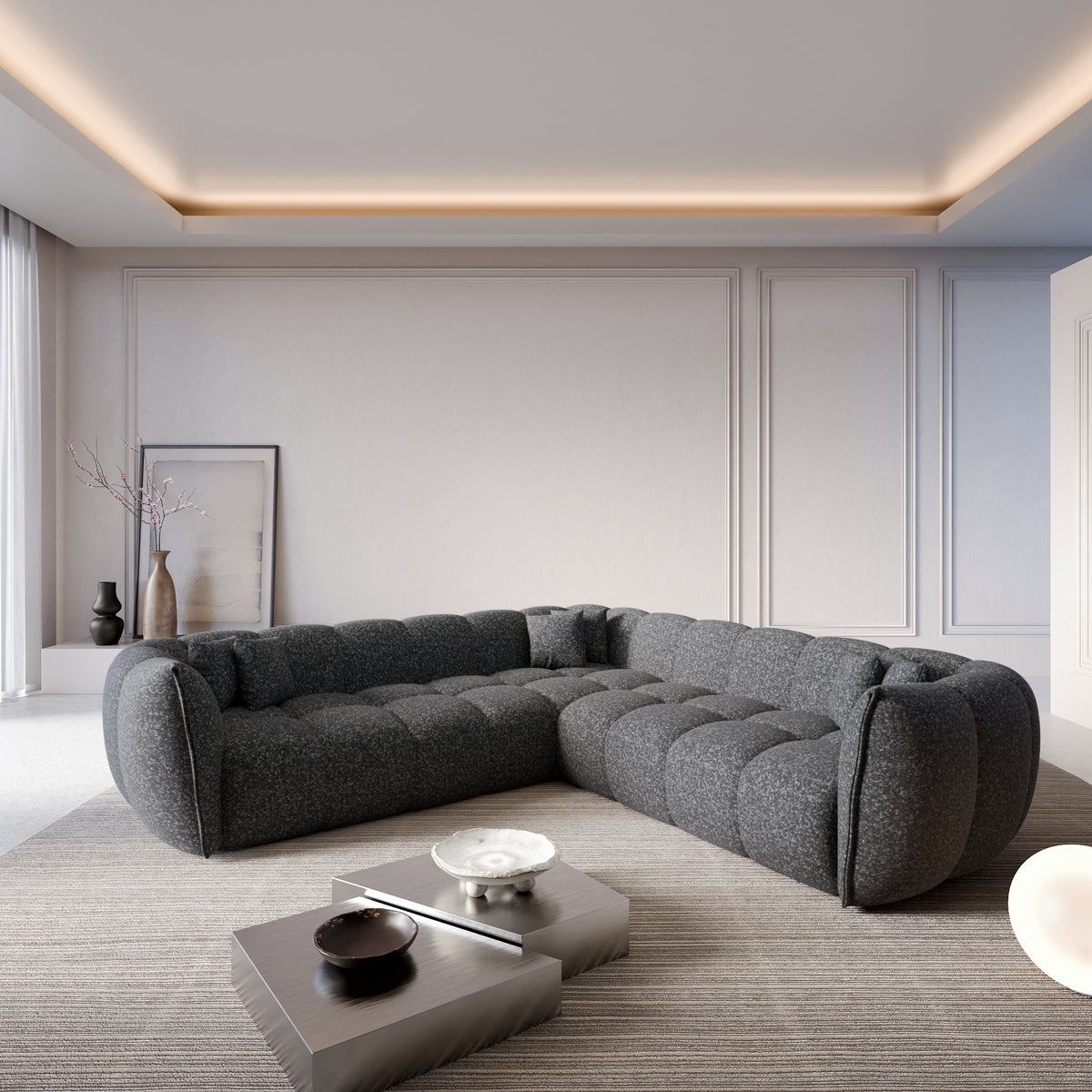 Sofa Sakura Corner Form - BOUCLE Graphite - Room View