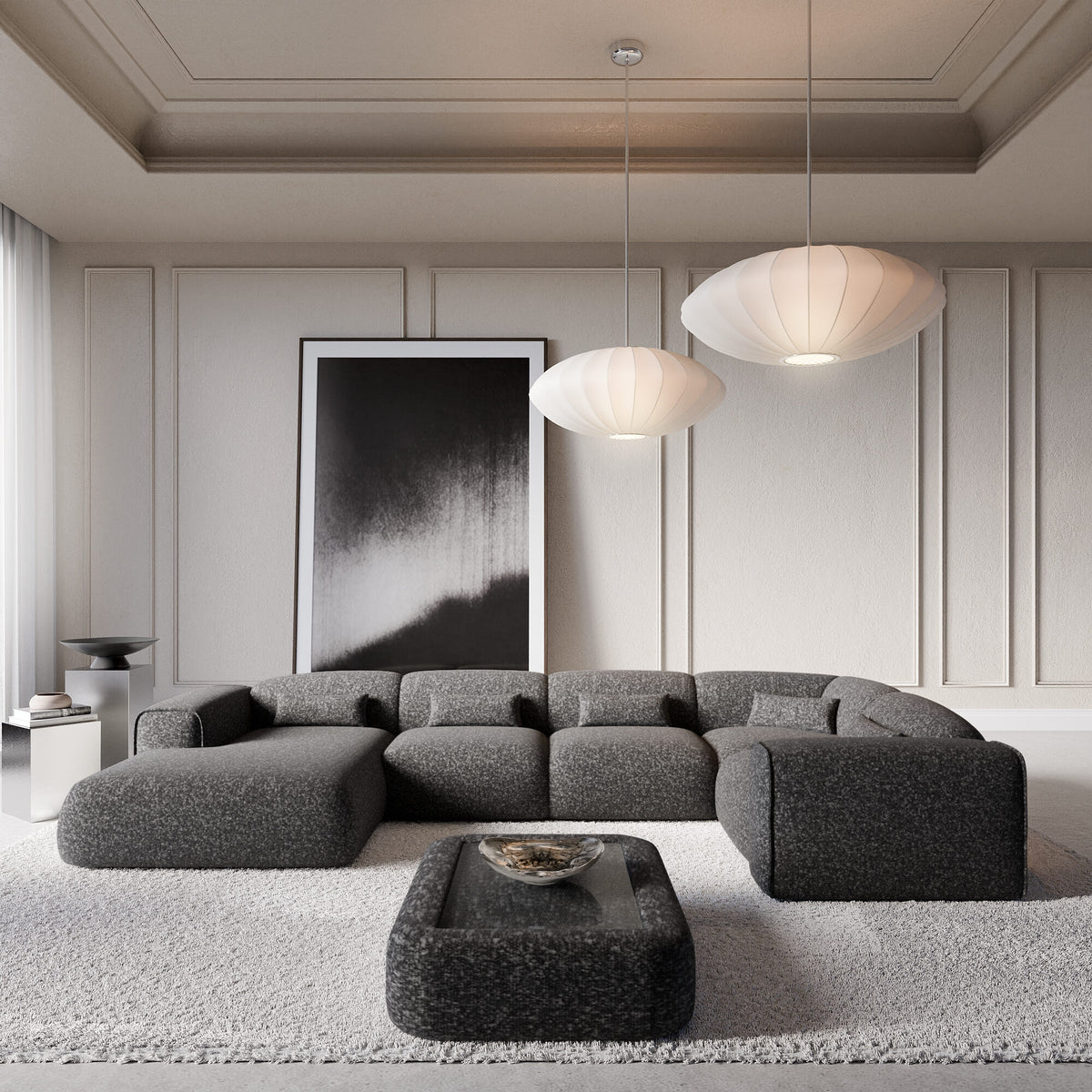 Sofa Salita U Form - BOUCLE Graphite / Left - Room View