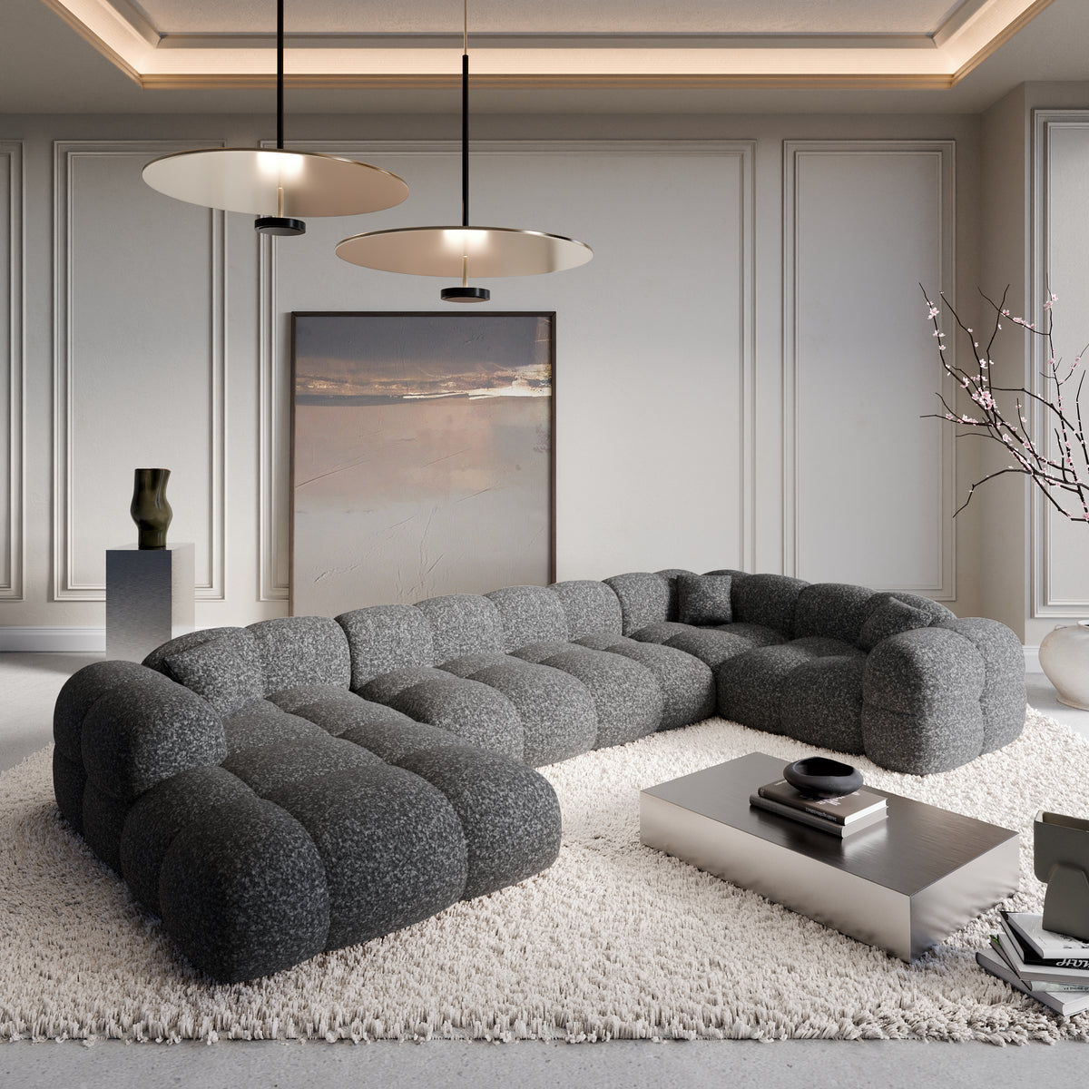Sofa Bailando U Form - BOUCLE Graphite / Left - Room View
