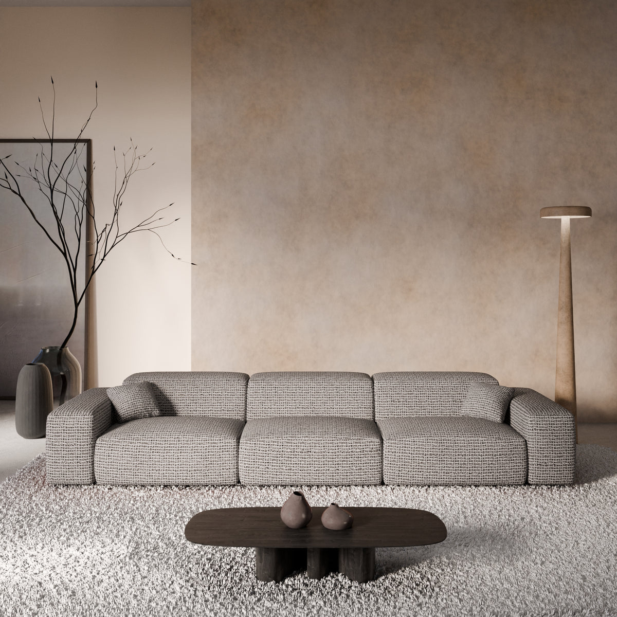 Sofa Malibu 4 Seater - BOUCLE COCO Off Grey - Room View