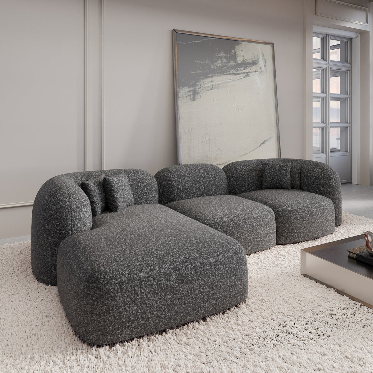 Sofa Madera L Form - BOUCLE Graphite / Left - Room View