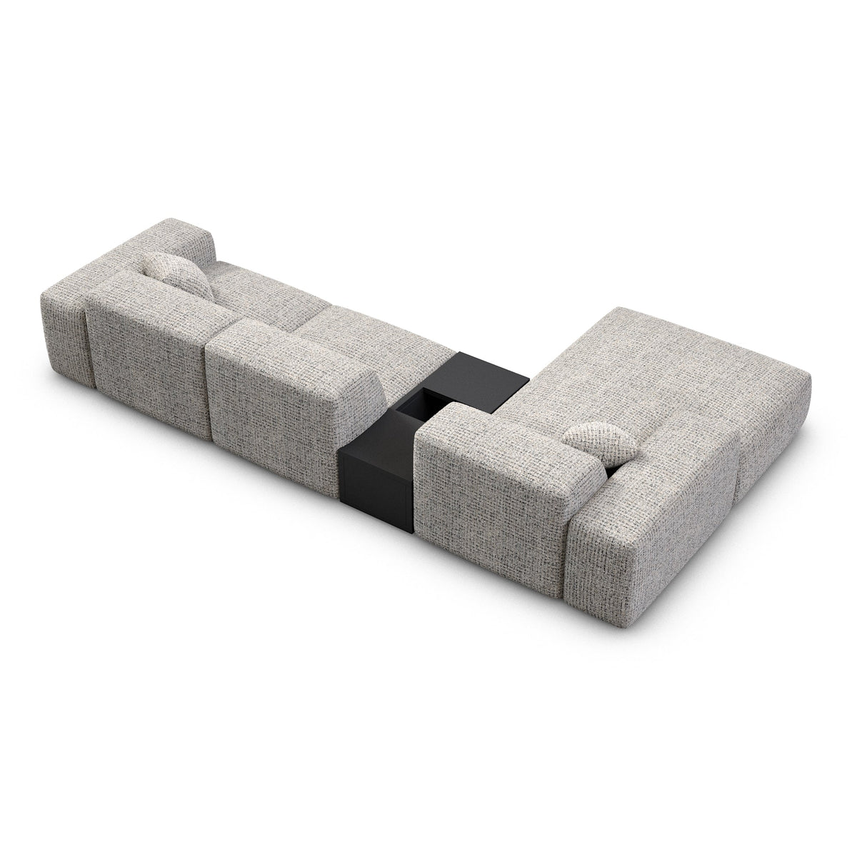 Sofa Malibu With Wood Application L Form - BOUCLE COCO Off Grey / Left - View 3