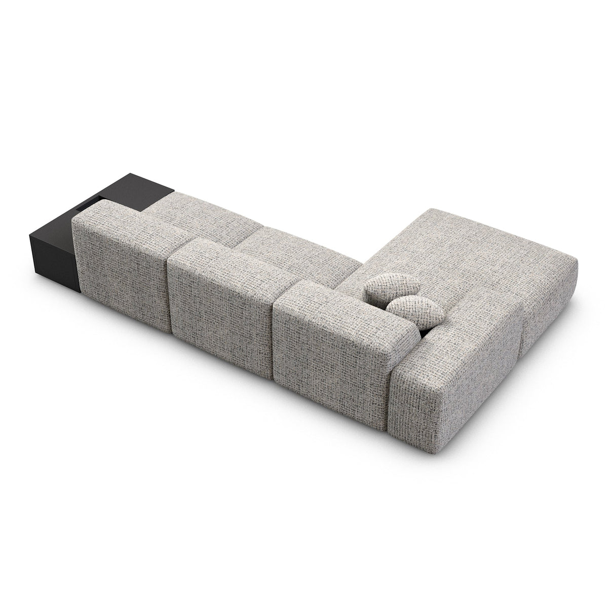 Sofa Malibu With Wood Application L Form Lounge - BOUCLE COCO Off Grey / Left - View 3