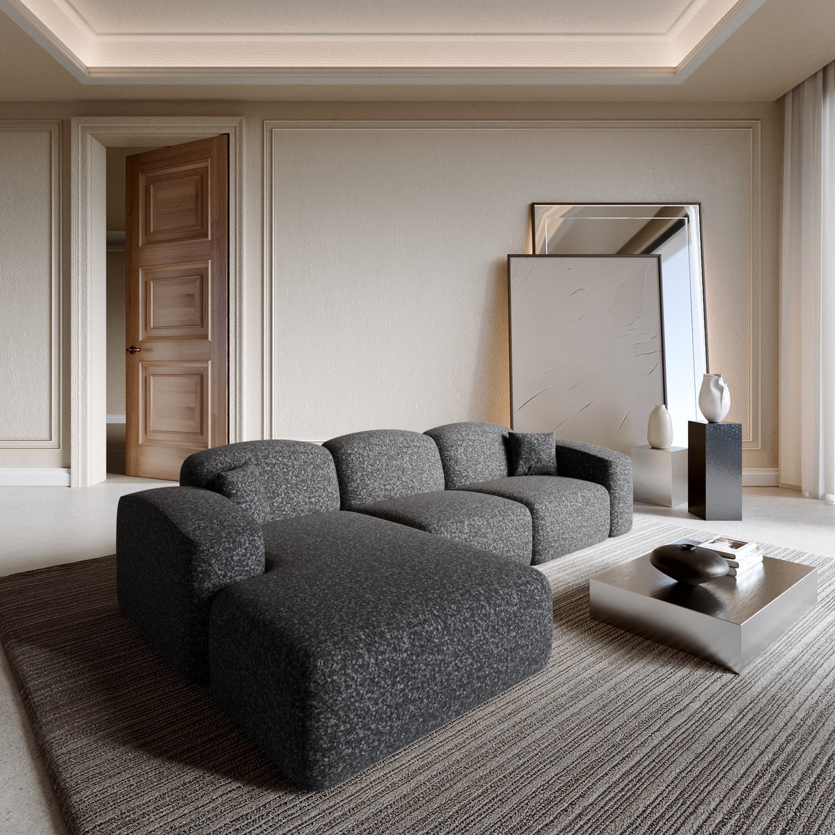 Sofa Opatia L Form - BOUCLE Graphite / Left - Room View