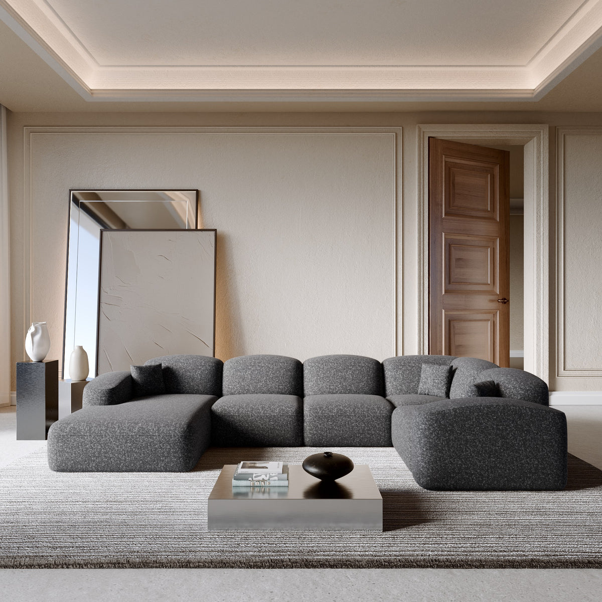 Sofa Opatia U Form - BOUCLE Graphite / Left - Room View