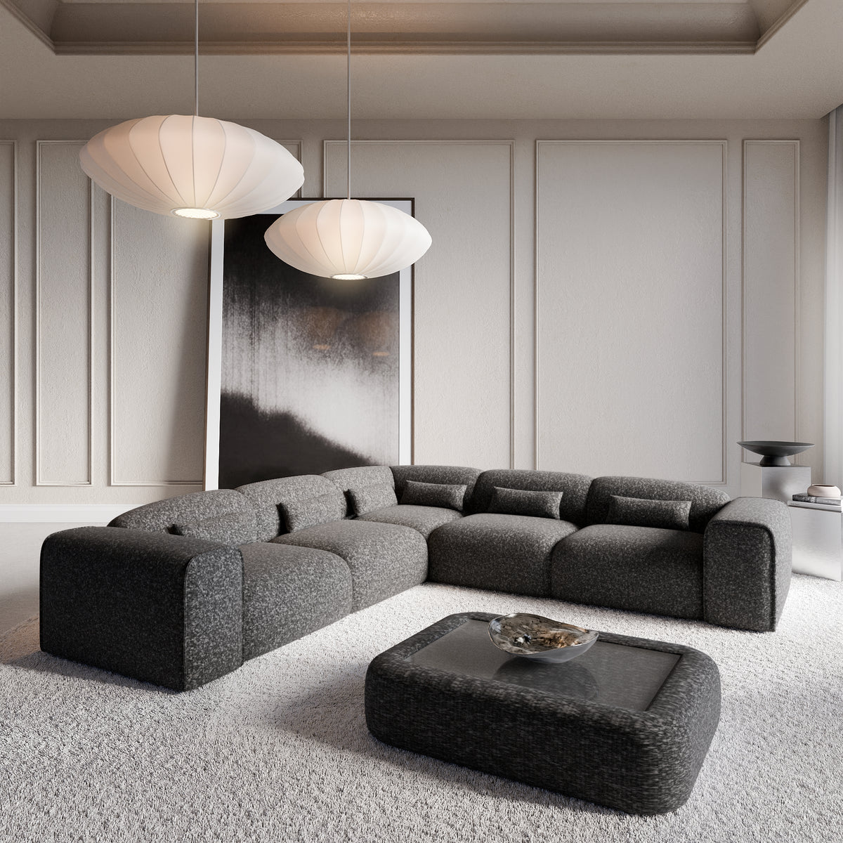 Sofa Salita Corner Form - BOUCLE Graphite - Room View