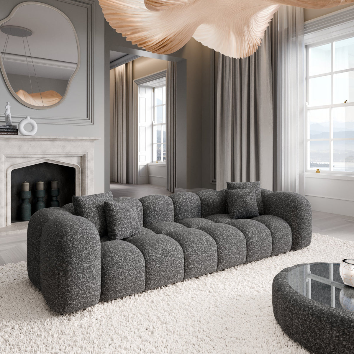 Sofa Sueno 3 Seater - BOUCLE Graphite - Room View