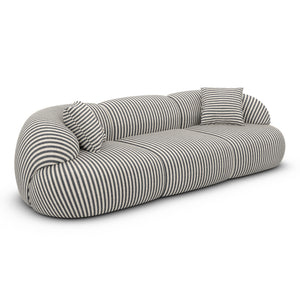 LINEN Fine Stripes Grey Sand