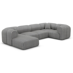 LINEN Fine Stripes Dark Grey White