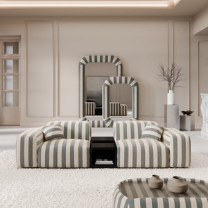 LINEN Stripes Grey Sand