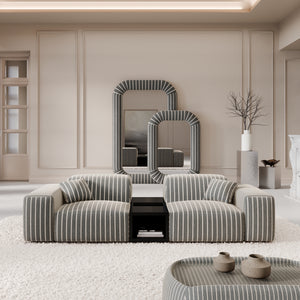 LINEN Fine Stripes Grey Bold