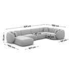 Sofa Mojave U Form (Left) - Dimensions