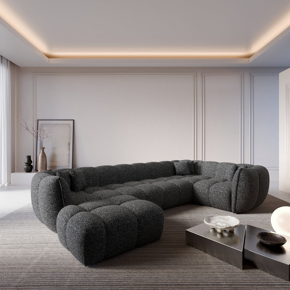 Sofa Sakura U Form - BOUCLE Graphite / Left - Room View