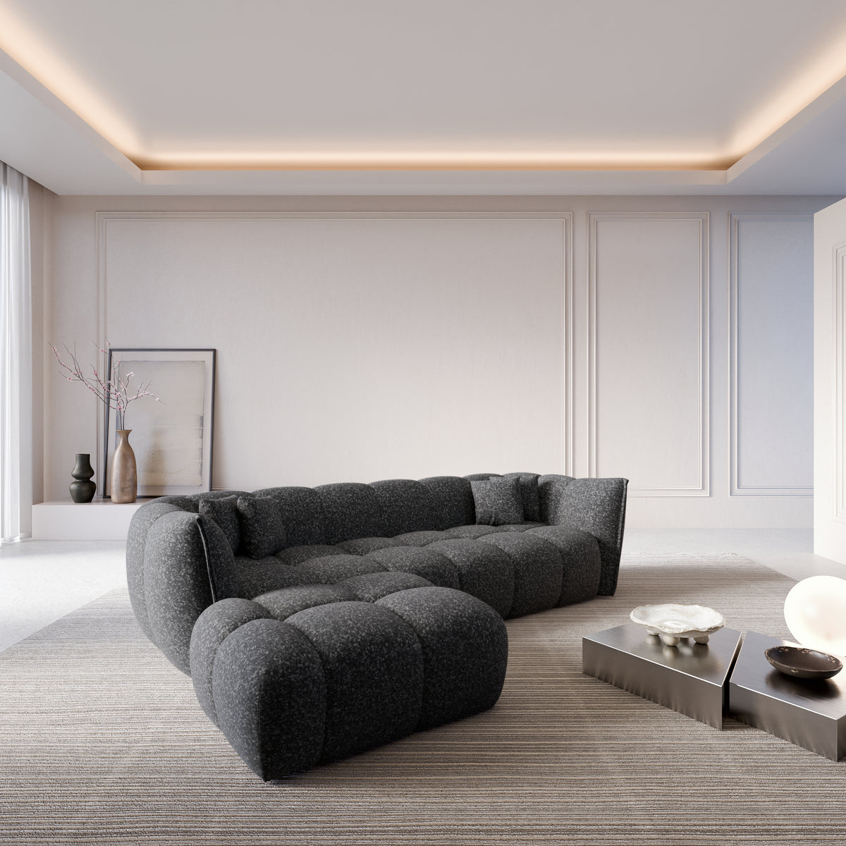 Sofa Sakura L Form - BOUCLE Graphite / Left - Room View