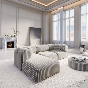 LINEN Fine Stripes Grey Bold