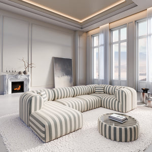 LINEN Stripes Grey Sand