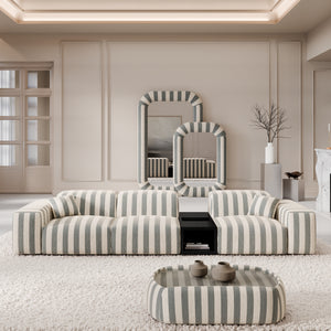 LINEN Stripes Grey Sand