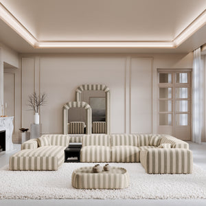 LINEN Stripes Beige Sand