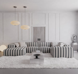 STRUCTURED FABRIC Stripes Grey Sand