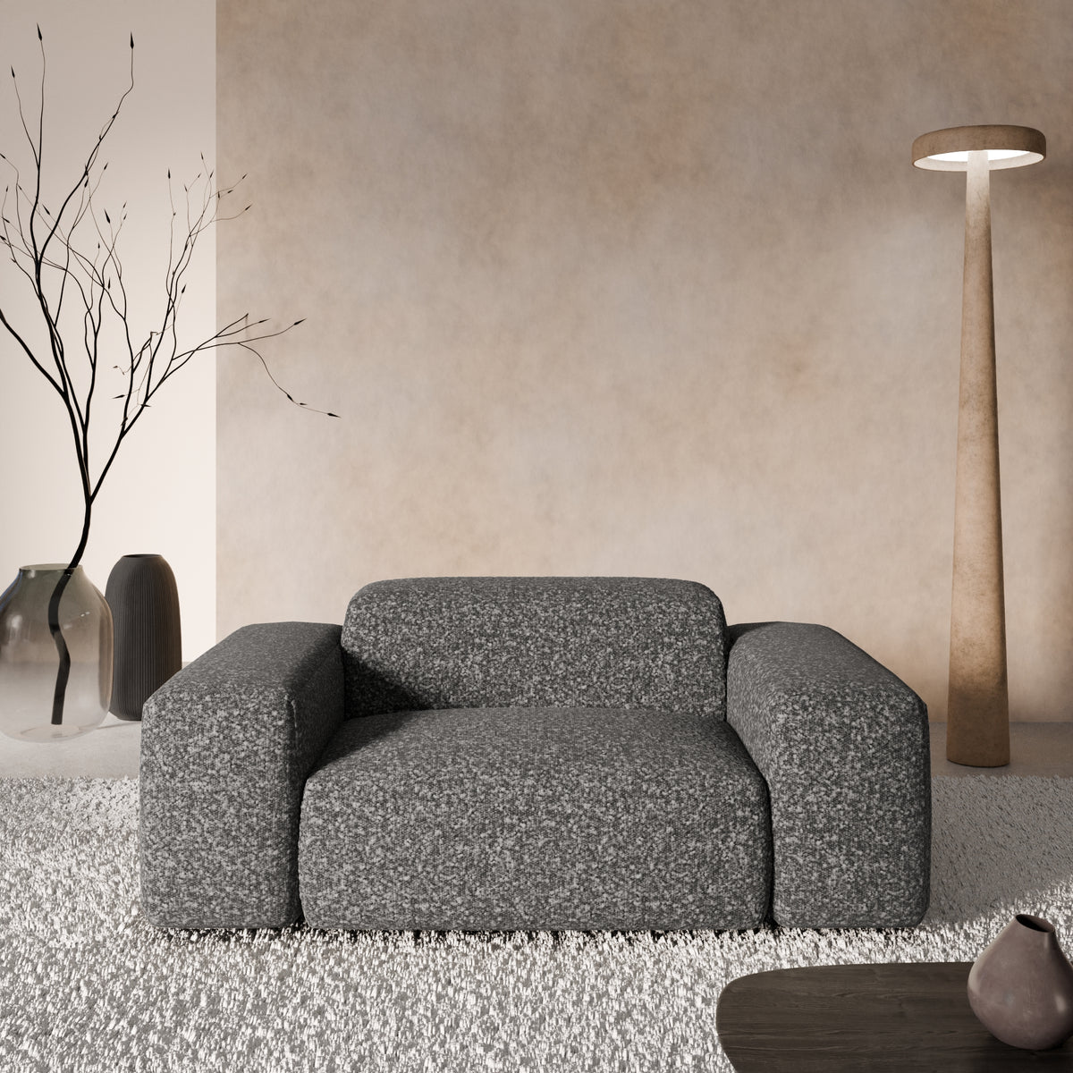 Sofa Malibu 1 Seater - BOUCLE Graphite - Room View