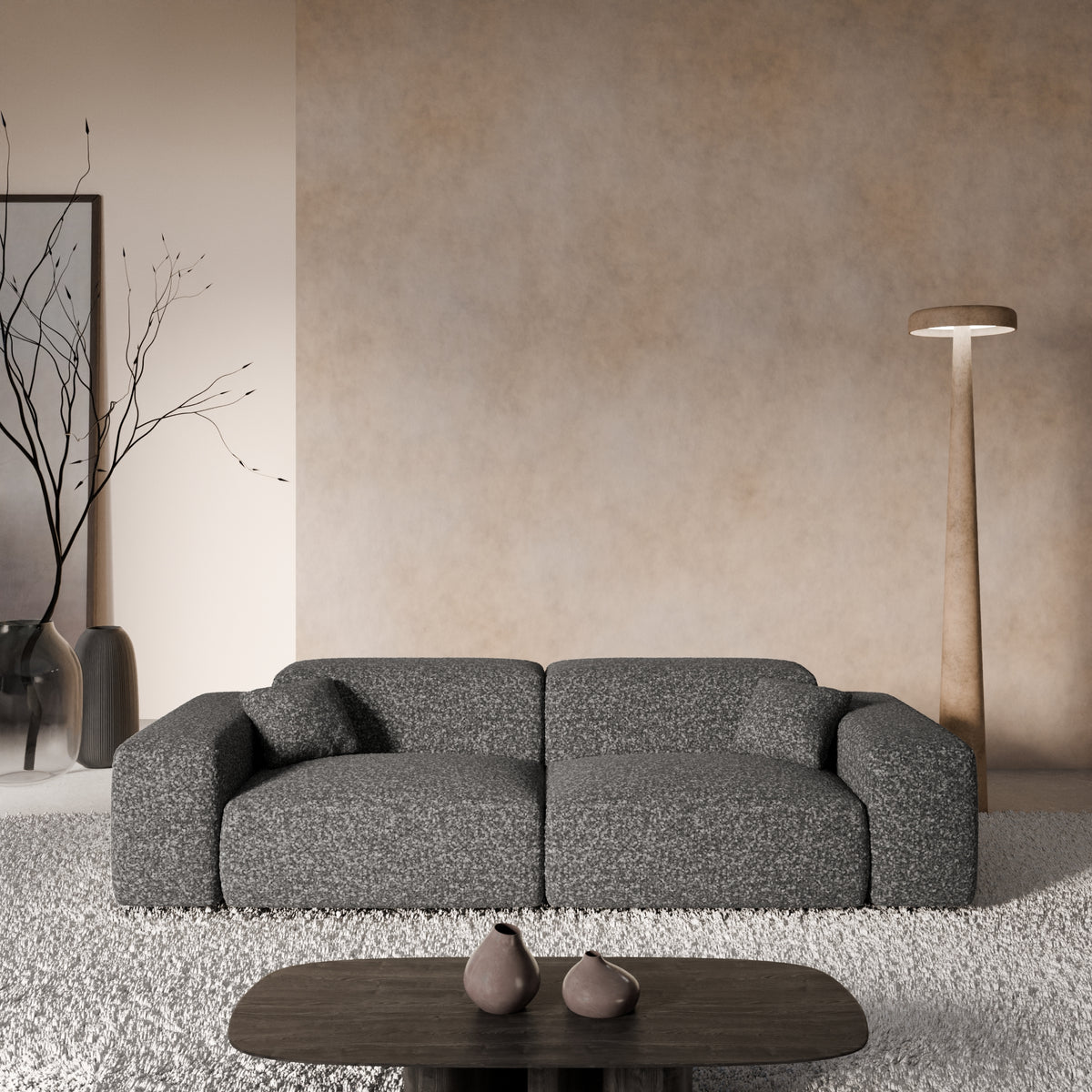 Sofa Malibu 3 Seater - BOUCLE Graphite - Room View