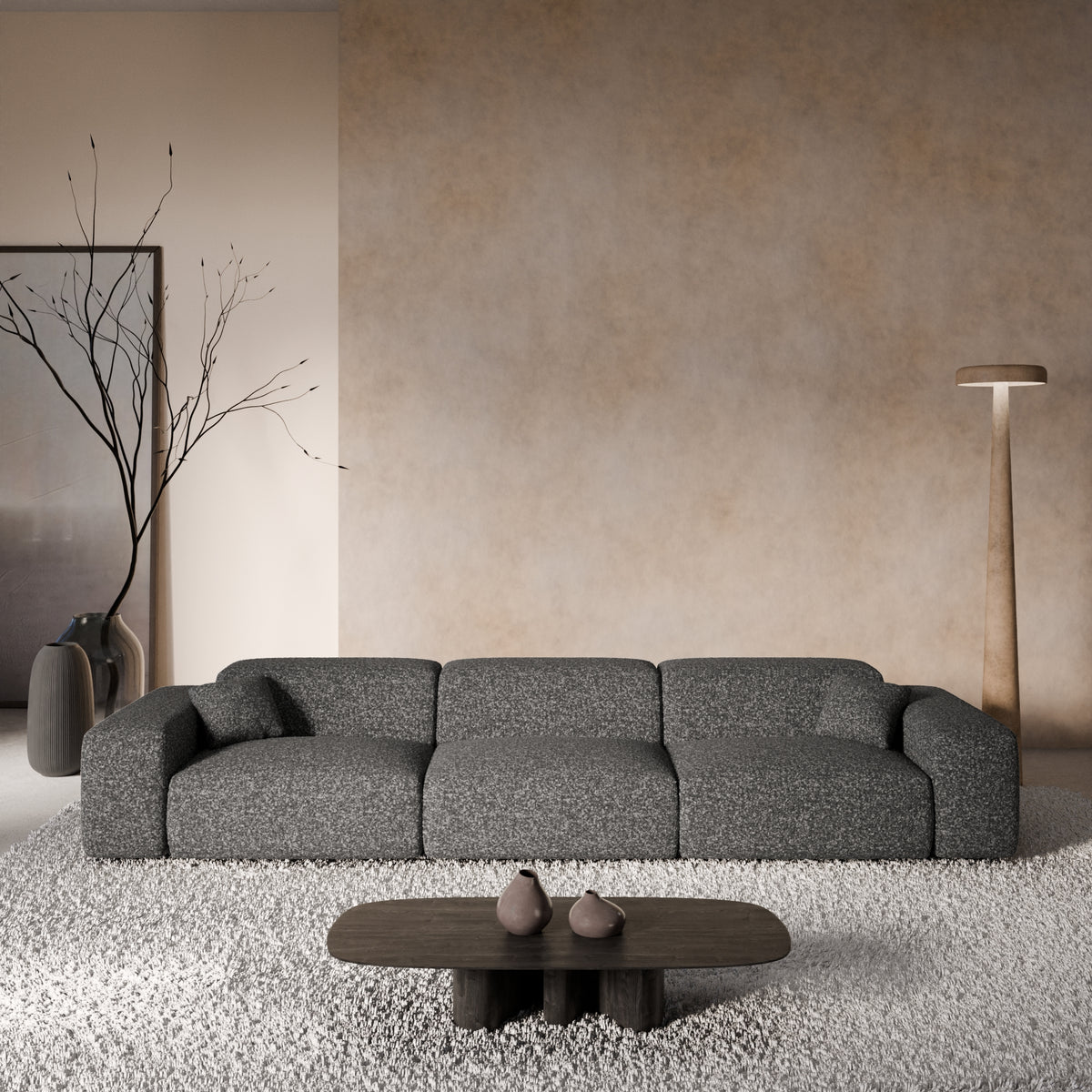 Sofa Malibu 4 Seater - BOUCLE Graphite - Room View