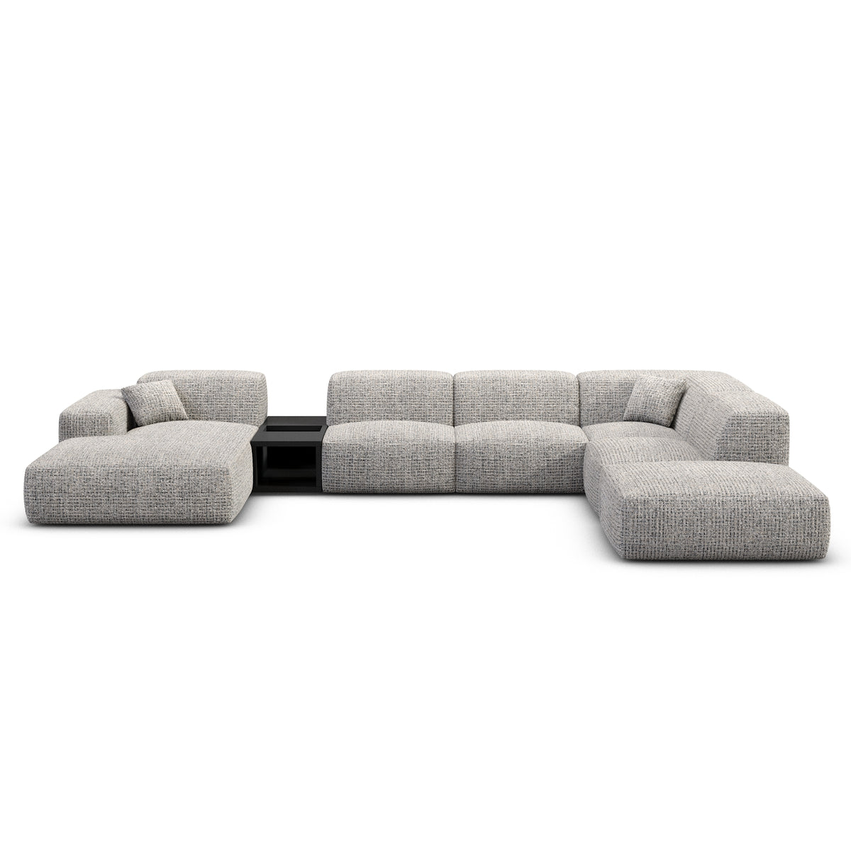 Sofa Malibu With Wood Application U Form XXL Lounge - BOUCLE COCO Off Grey / Left - View 2