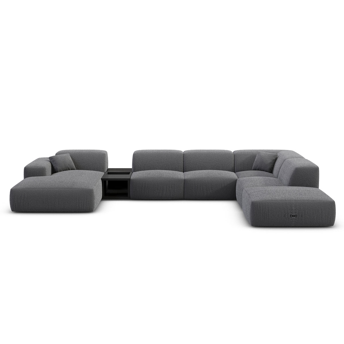 Sofa Malibu With Wood Application U Form XXL Lounge - BOUCLE Graphite / Left - View 2