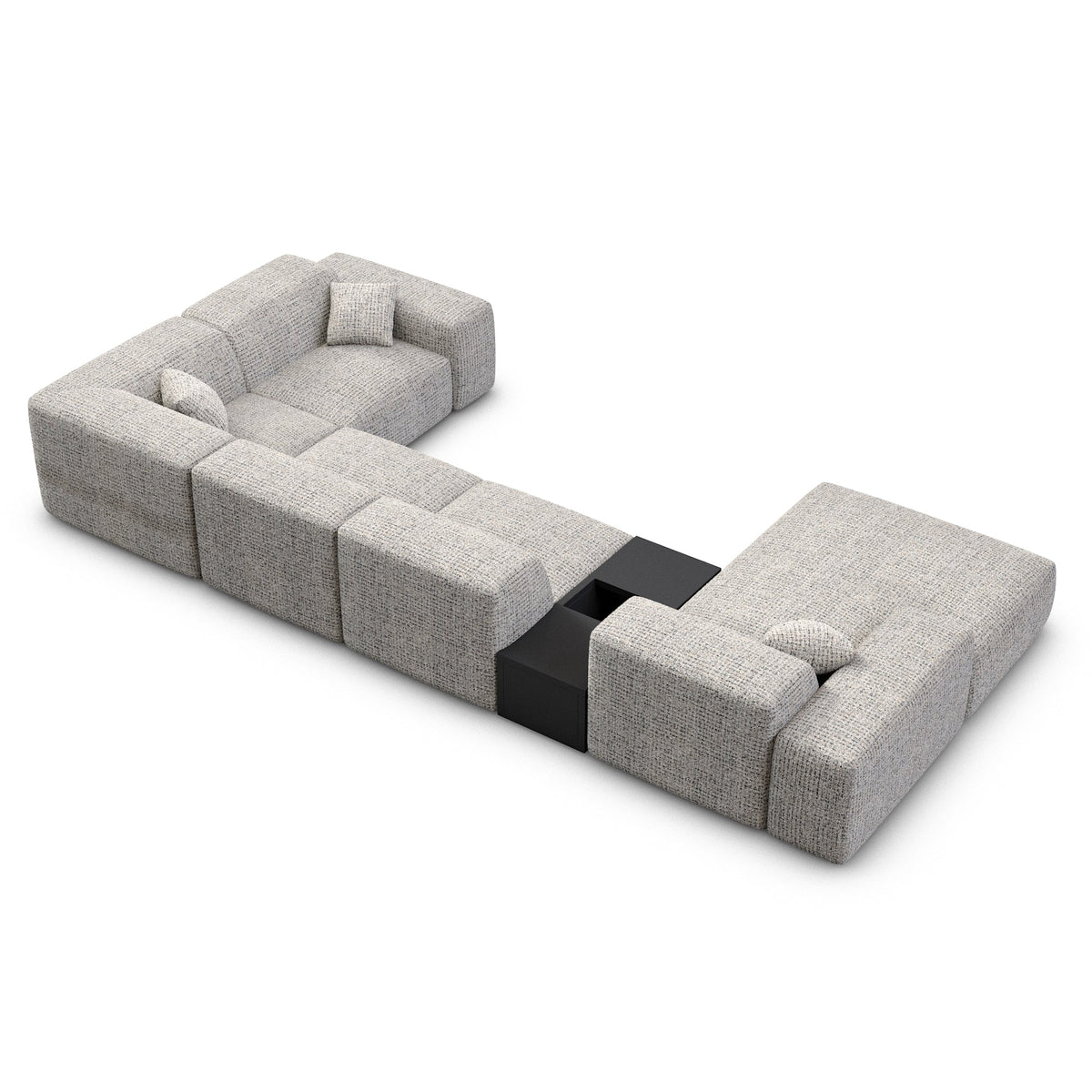 Sofa Malibu With Wood Application U Form - BOUCLE COCO Off Grey / Left - View 3