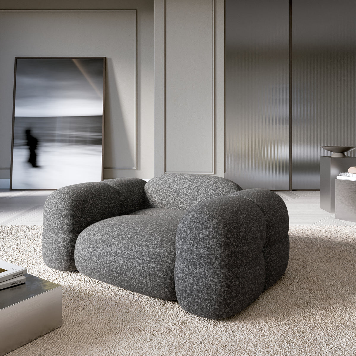 Sofa Monaco 1 Seater - BOUCLE Graphite - Room View